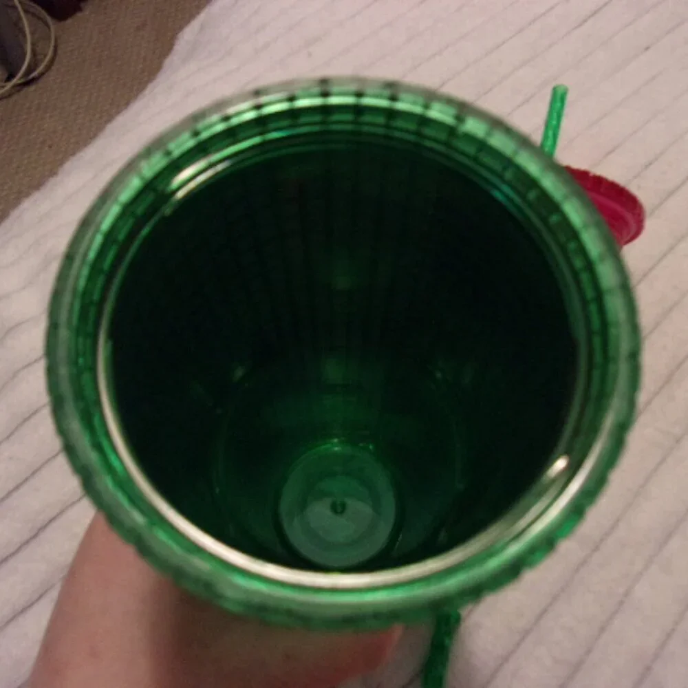 Starbucks Spring 2023 Watermelon Grid Green w/Green Straw and Pink Lid 24 oz Tum
